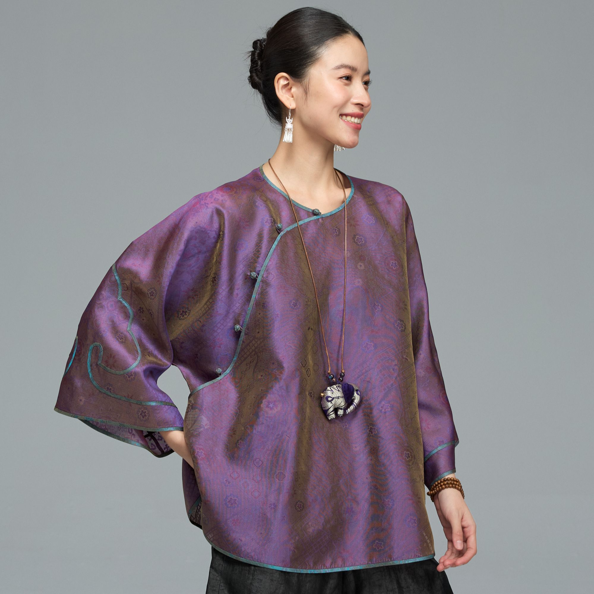 初见十三娘『不知』浮光锦桑蚕丝手工高定上衣中式国风时尚日常大气