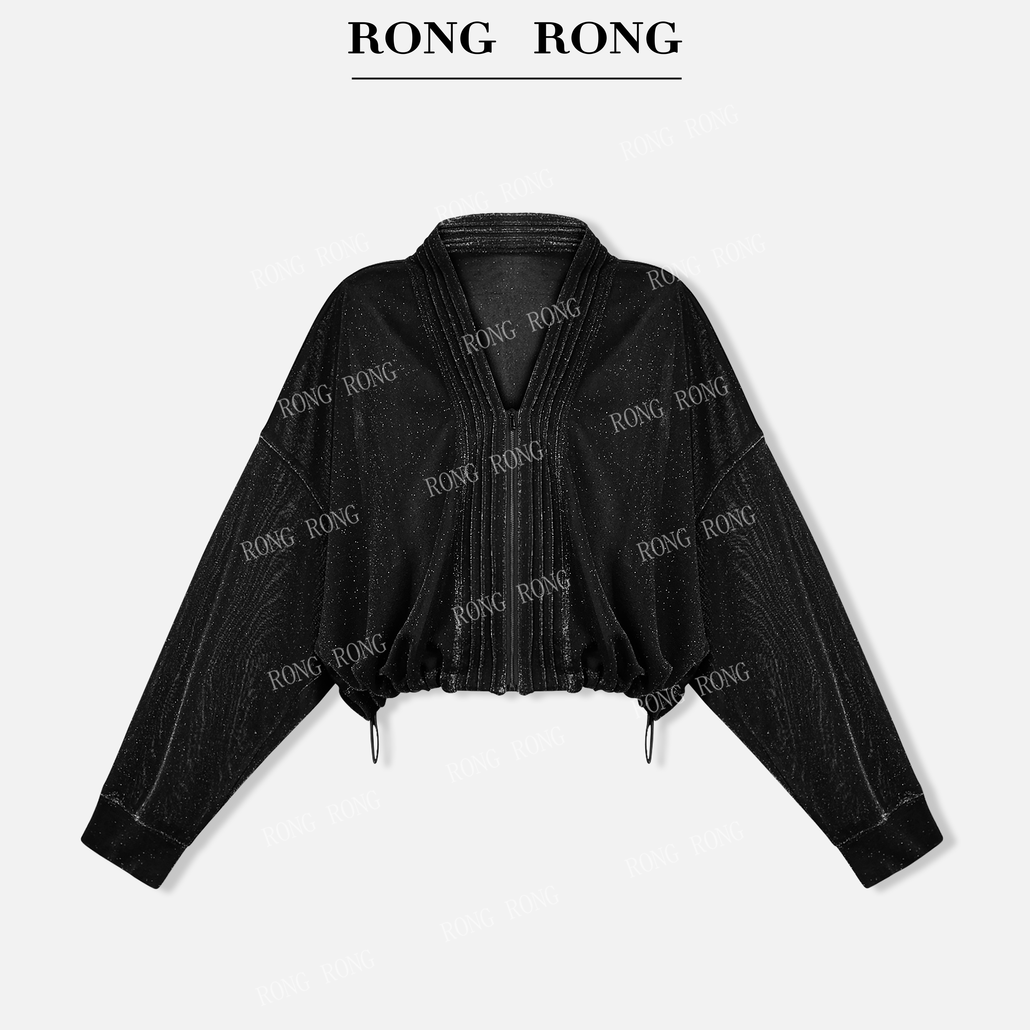 溶溶J【半透月光】RONG领银丝下摆抽绳清透网纱短外套C-I202989