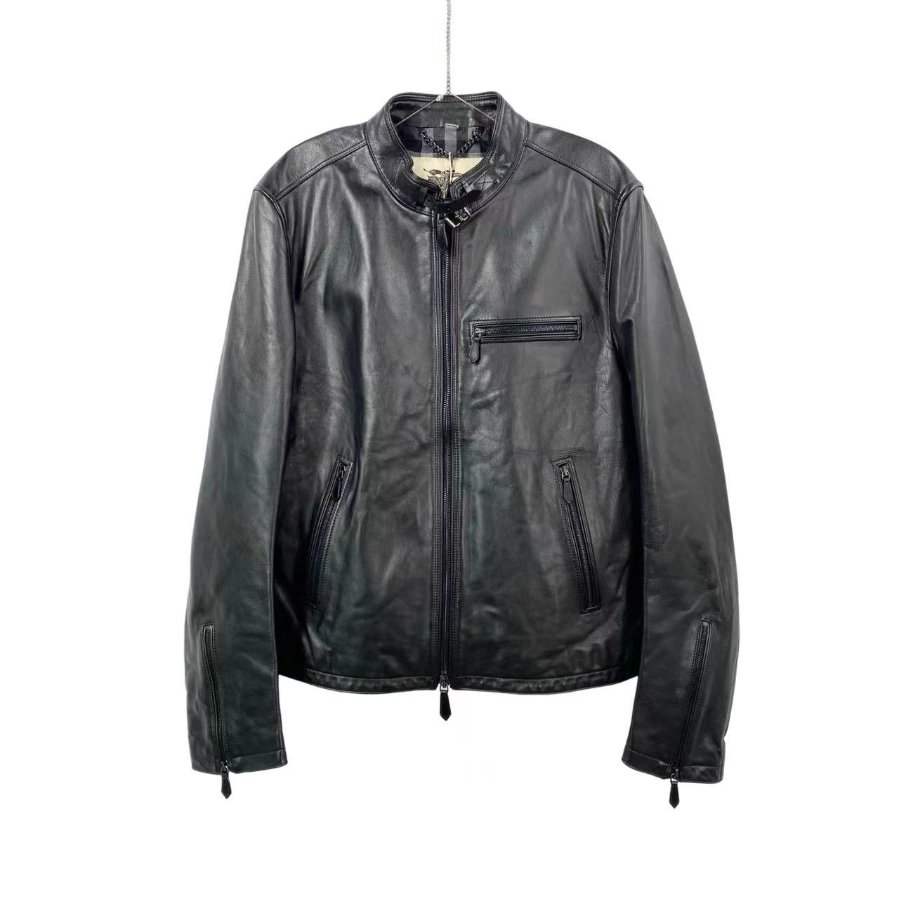 99新 BURBERRY/博柏利 黑色皮衣 56码  吊牌