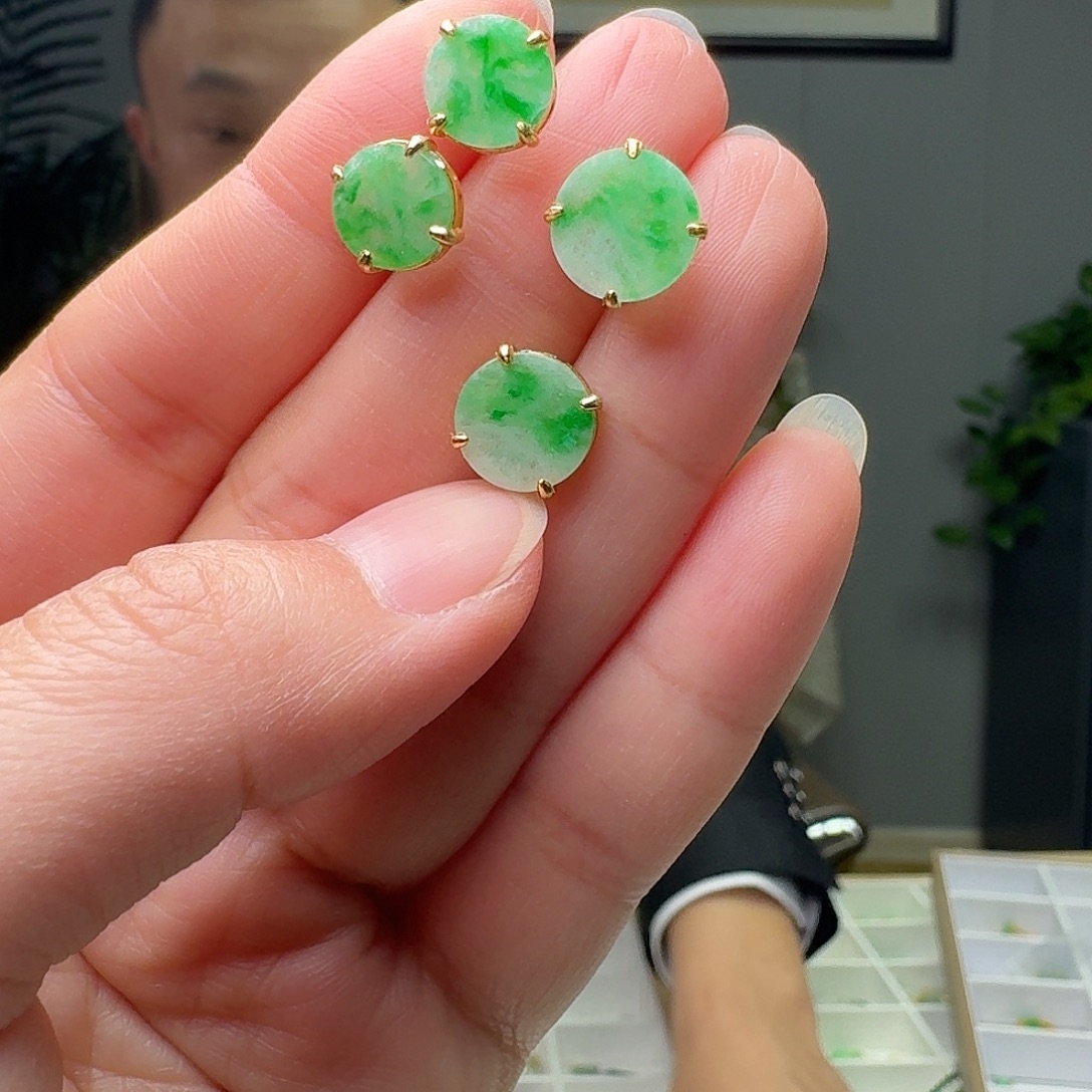 翡翠银S925镶嵌耳饰多样性发货其一