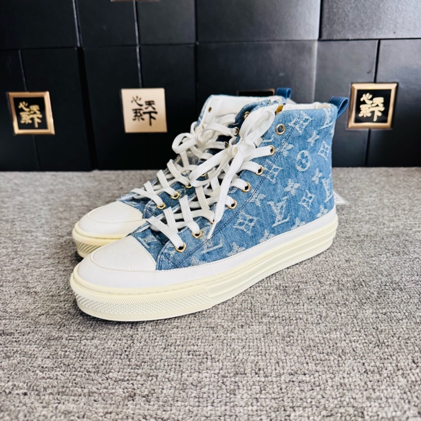 95新 LouisVuitton/路易威登 丹宁牛仔高帮运动鞋38.5码ysc1622