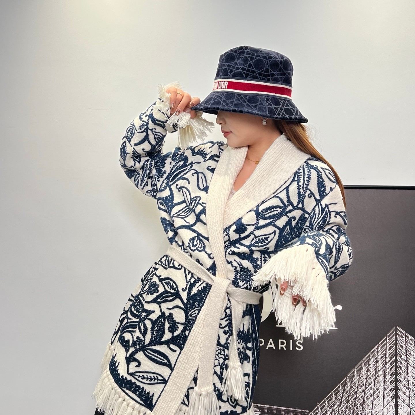 未使用 DIOR/迪奥 女士花园系列刺绣睡衣式秋冬长袖针织衫114455