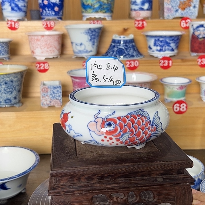 墨奈手绘陶瓷花盆内口高