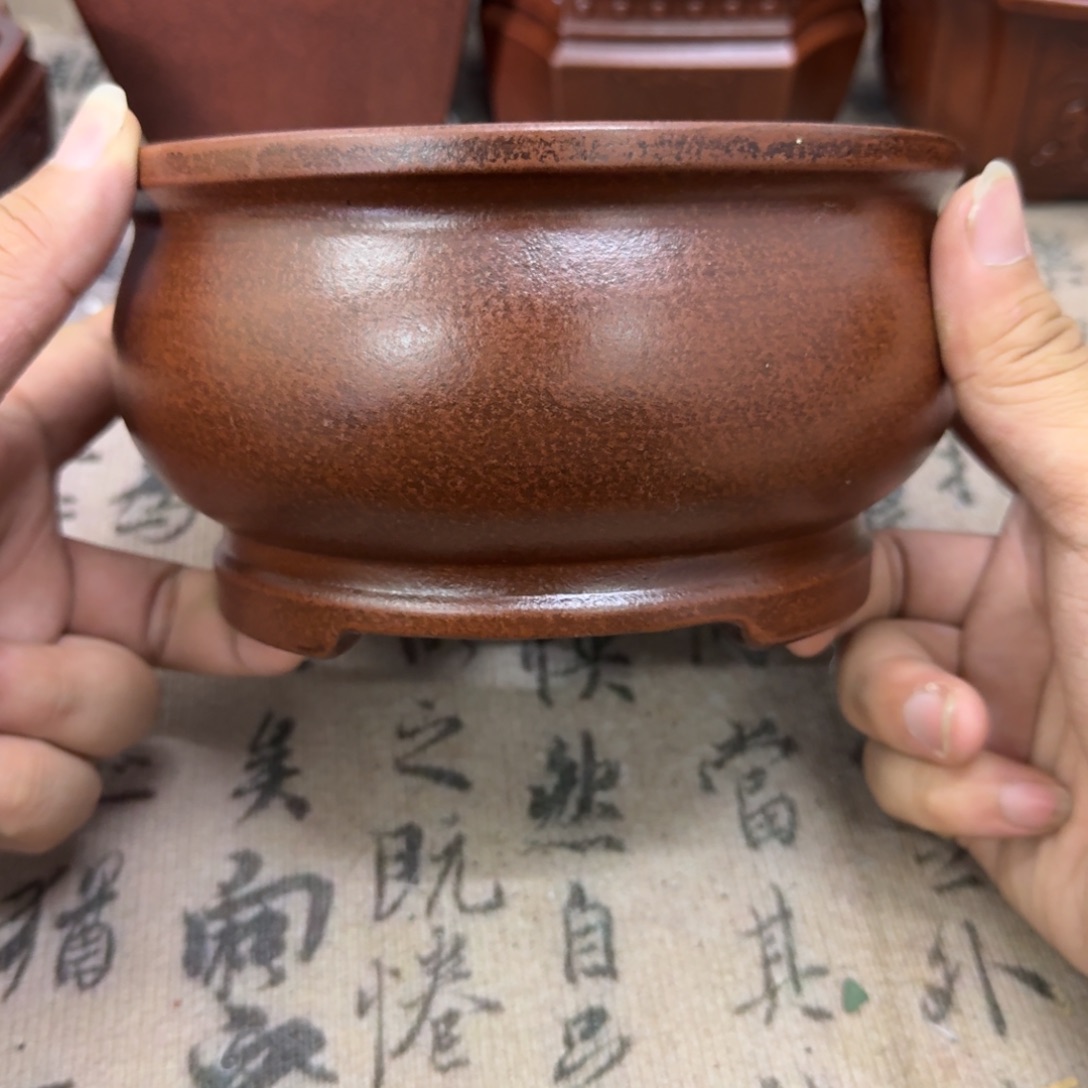 紫砂花盆14.5x8内经紫砂花盆