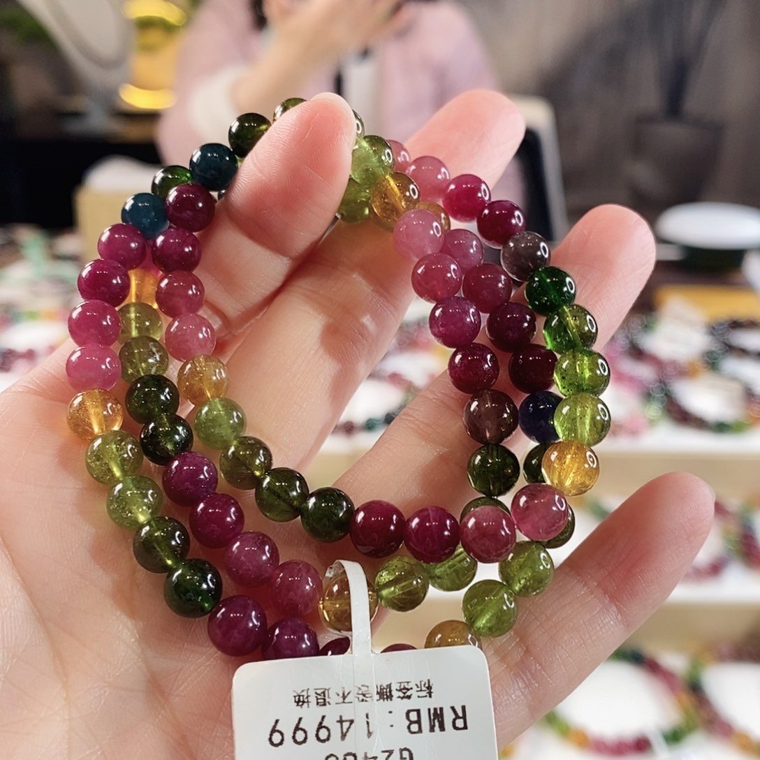 碧玺手串未镶嵌G2485单圈颜色微差