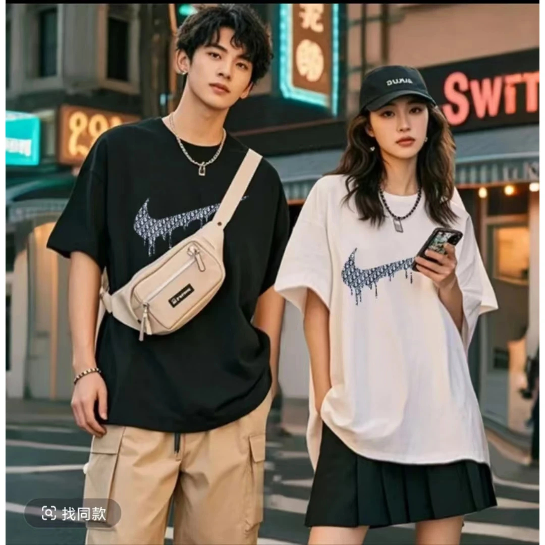 【一折粉丝福利】夏季短袖男女同款情侣半袖休闲透气圆领潮流