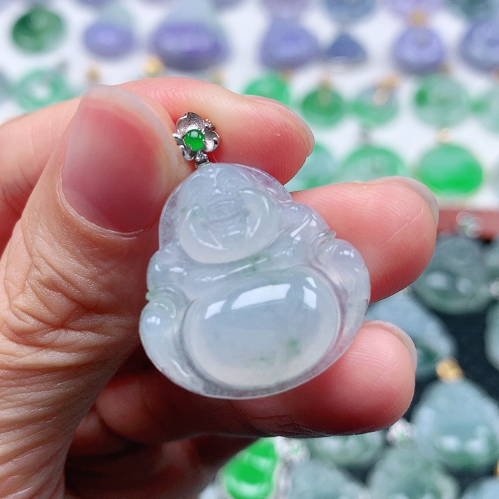 翡翠吊坠(不含链)18K金镶嵌