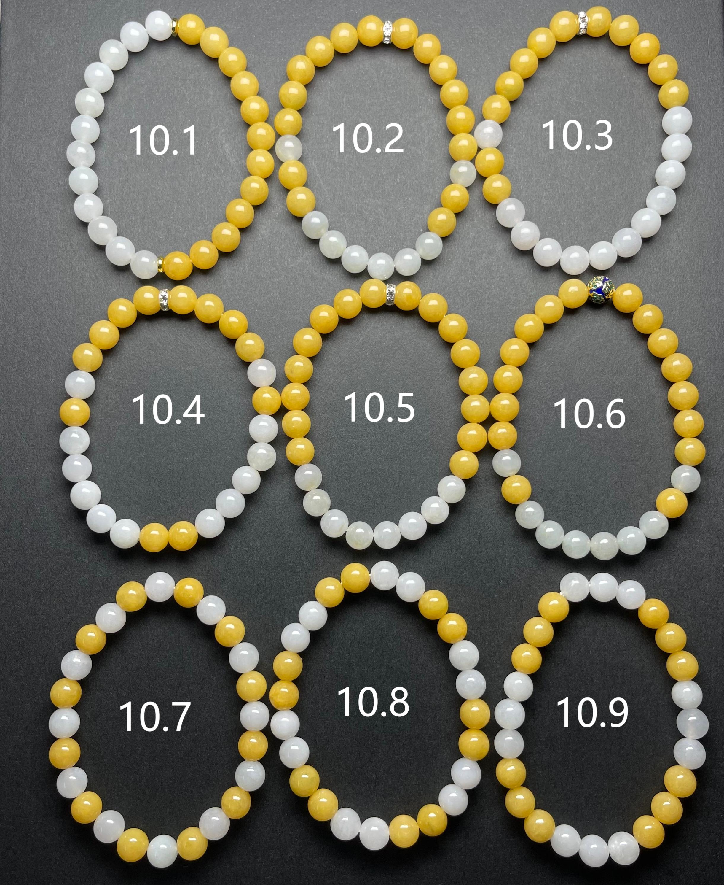 纯天然A货翡翠手串卡8左右，黄白双拼（黄翡烤色）时尚百搭气质A21