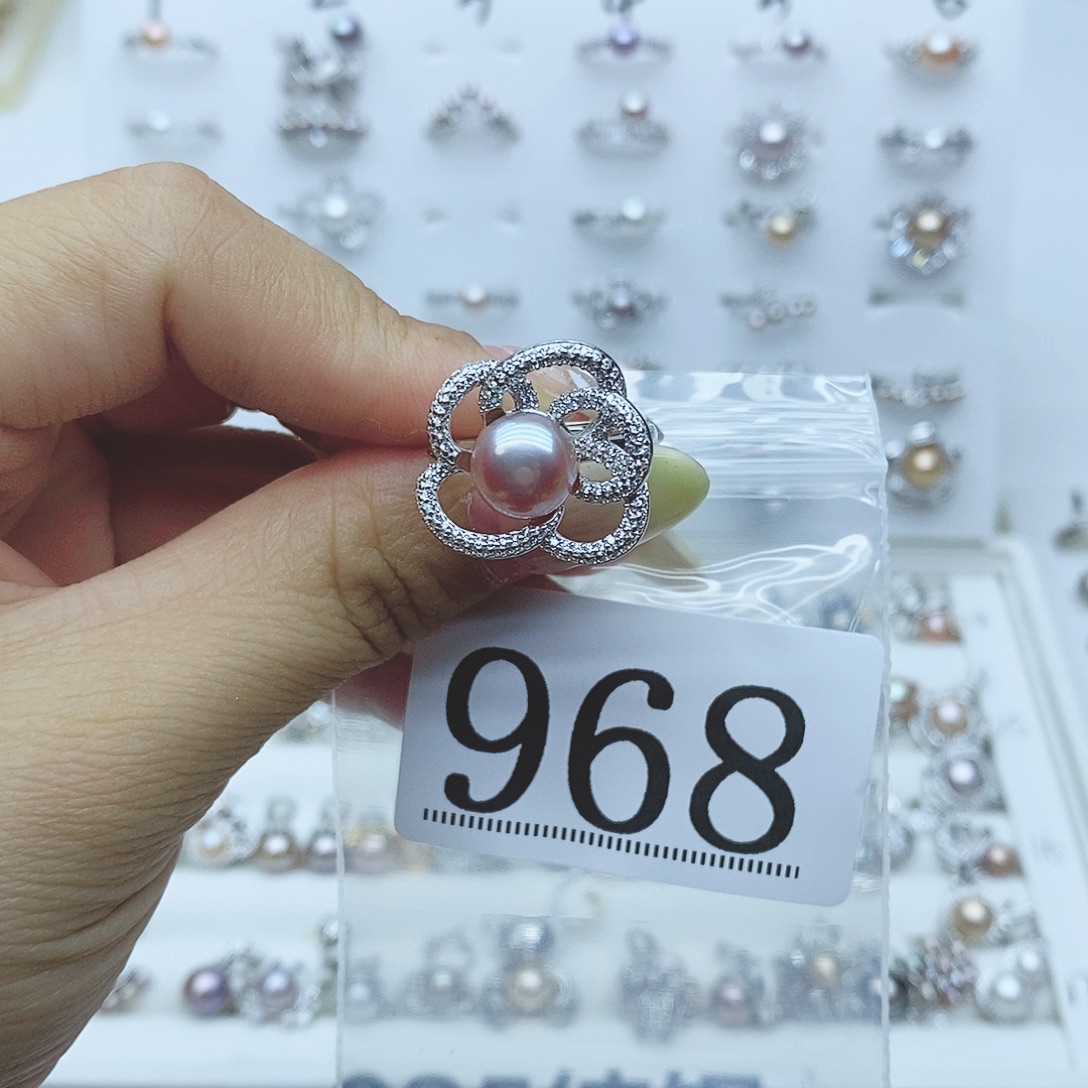 d***I戒指银S925镶嵌淡水珍珠968拍2发1