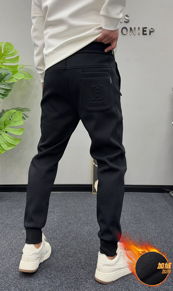 5536秋冬加绒加厚小脚卫裤男士修身弹力拉链口袋休闲运动束脚裤男