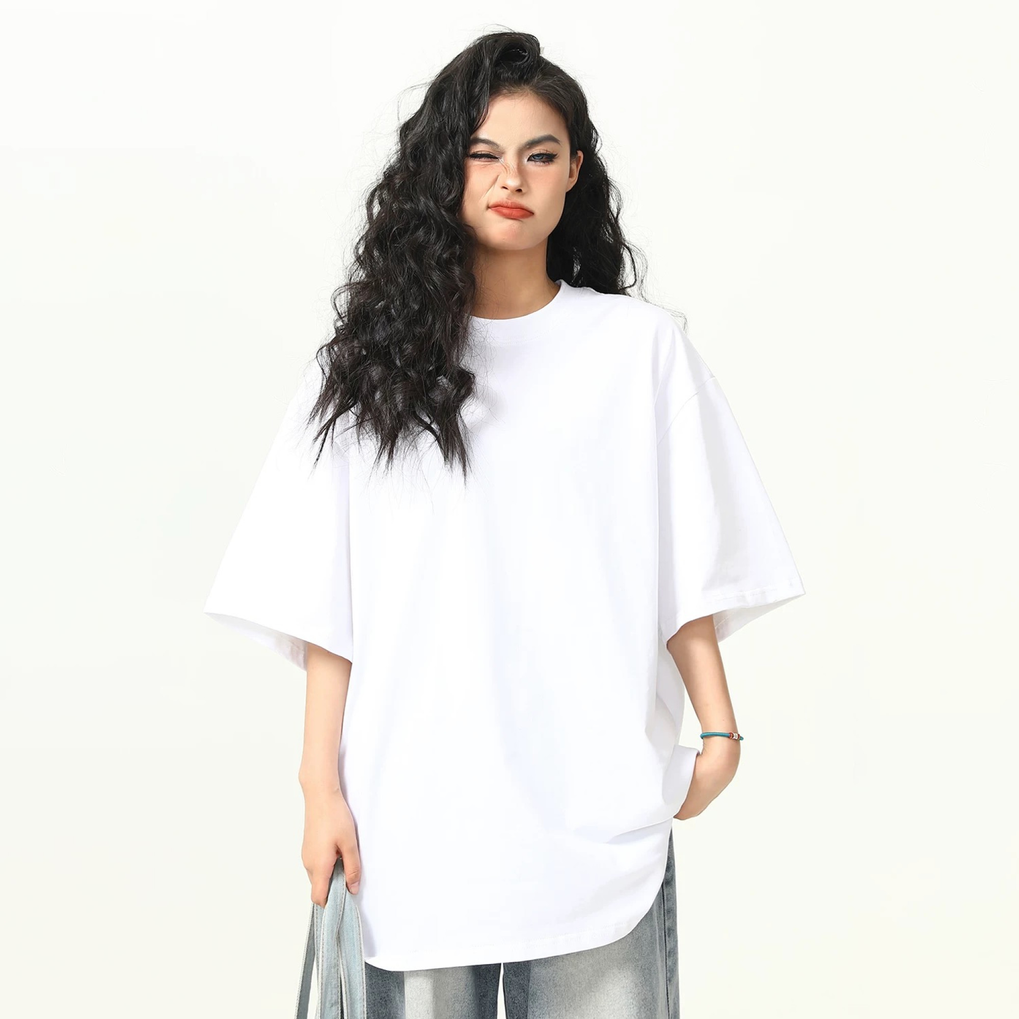 小慧  (9.9-19)纯棉短袖t恤男女同款宽松休闲纯白色(扣号下单）