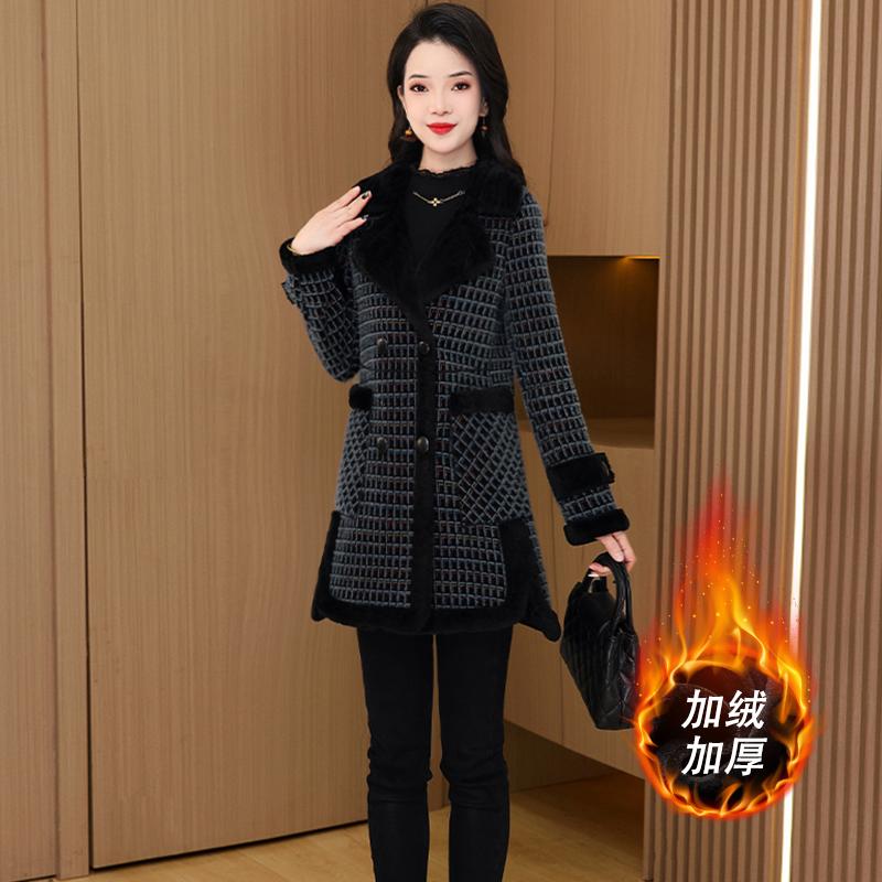 【绒外套】2025年冬季新款优雅大气时尚休闲修身毛呢外套M-4XL