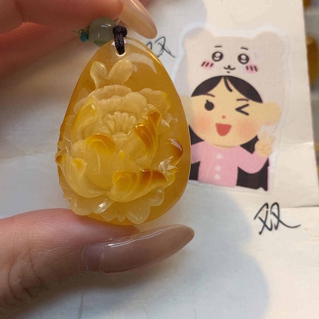 定制琥珀未镶嵌花开富贵