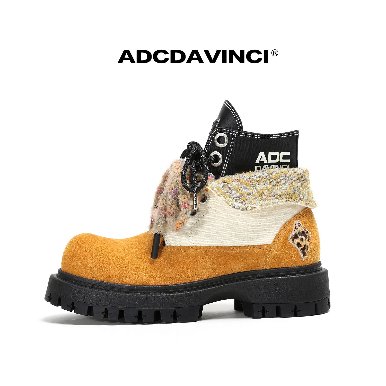 【英伦伯爵】ADCDAVINCI 星尘系列 复古翻领大黄靴 男女马丁靴男鞋