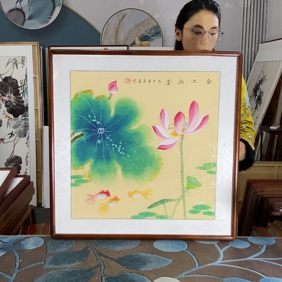 国画62✖️62厘米带框包邮国画作品