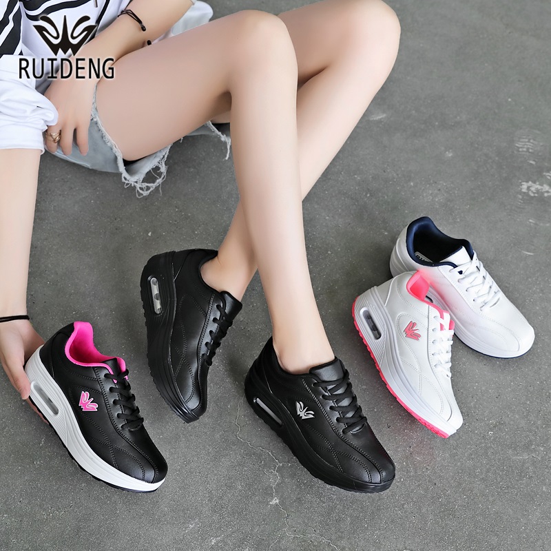 睿登冬季皮面女鞋运动鞋休闲鞋纯色摇摇鞋妈妈鞋旅游鞋2025-8185