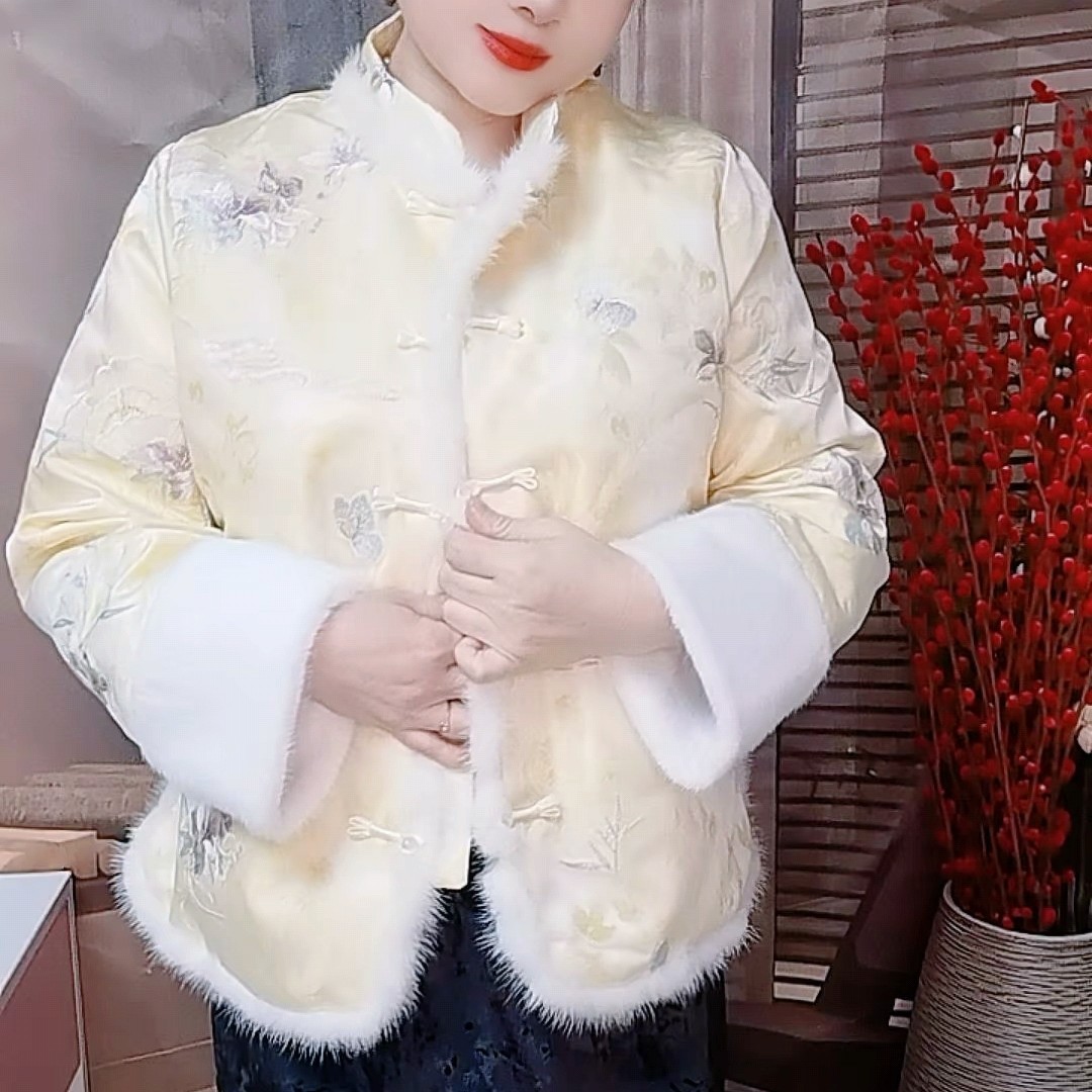 国风刺绣绣花外套冬季气质时尚保暖新中式外套3017
