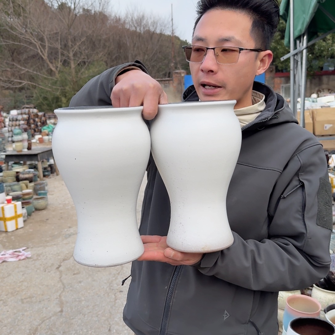 紫砂花盆口15高26（两个美人鱼白色