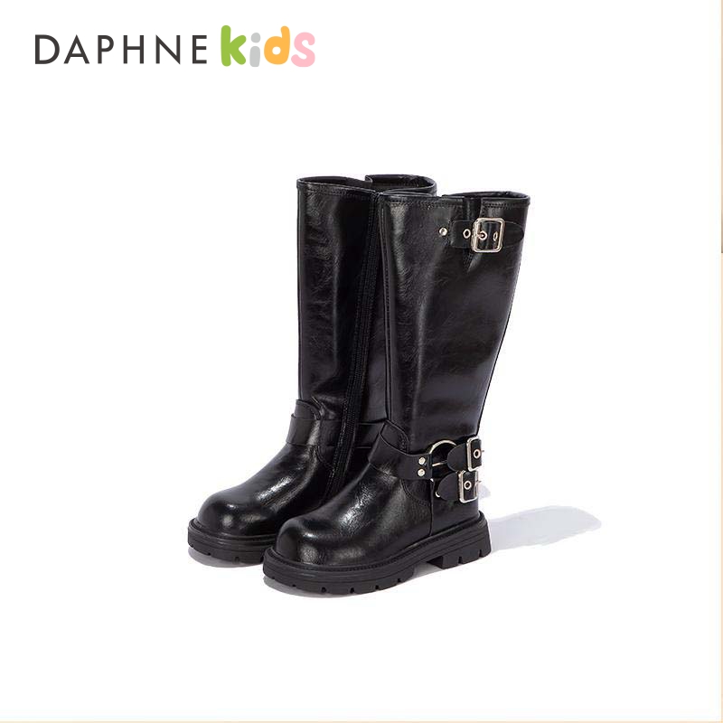 Daphne达芙妮女童靴子2025冬季高筒靴宝宝马丁靴时尚软底儿童鞋子