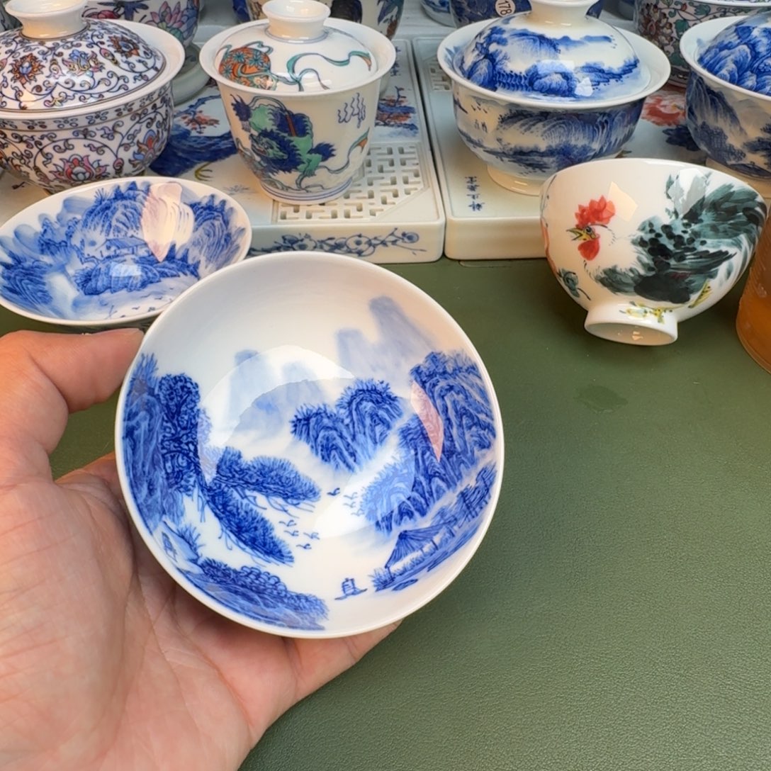 陶纯手工纯手绘茶具石头345