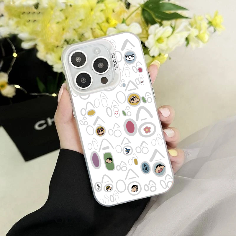 哈哈小新彩银壳适用于iPhone苹果17华为QPPQ小米VIVO手机壳