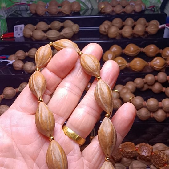 橄榄核手串/手链橄榄核手串三花水晶核柳叶1.4