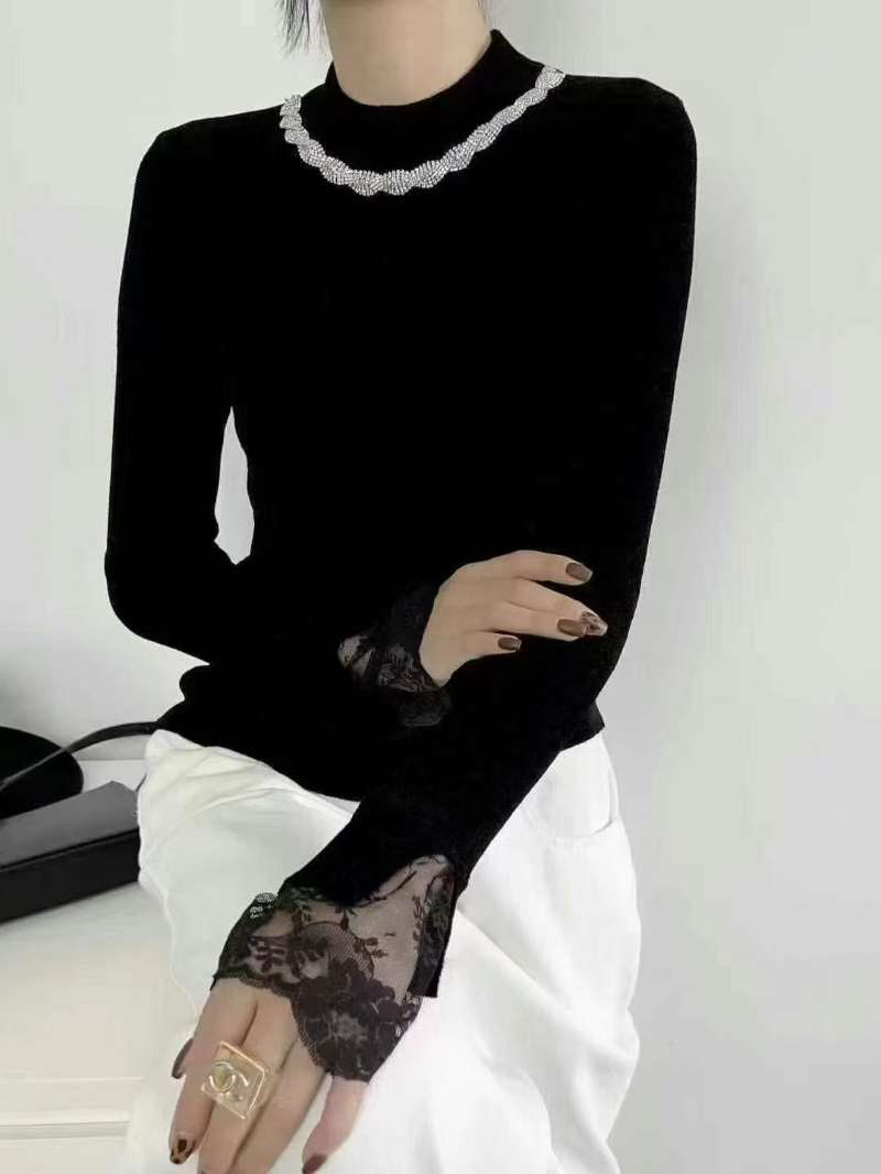 「宓思·佳」领口钻天鹅绒小衫