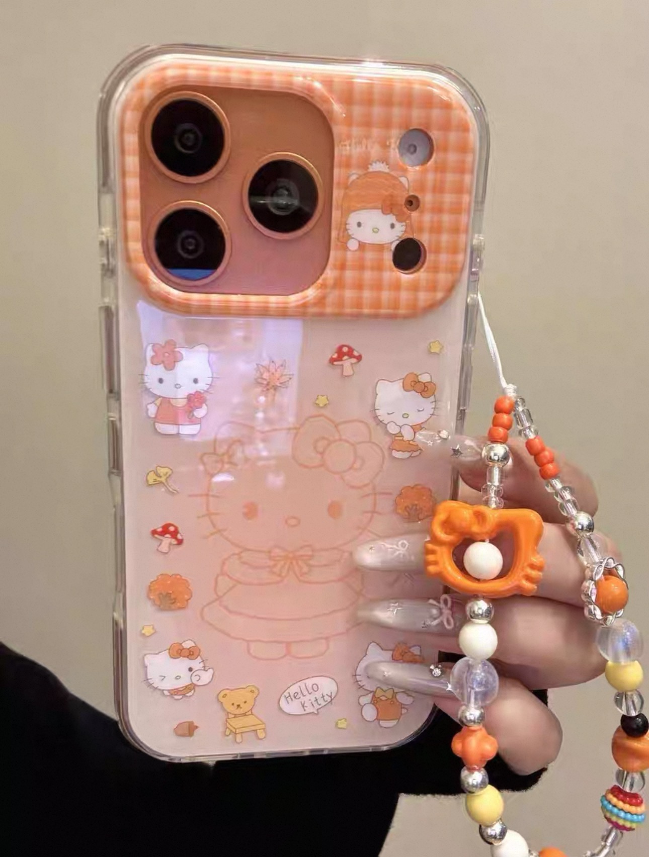 ins枫叶凯蒂猫链条适用苹果17promax手机壳iPhone161514双层16pro