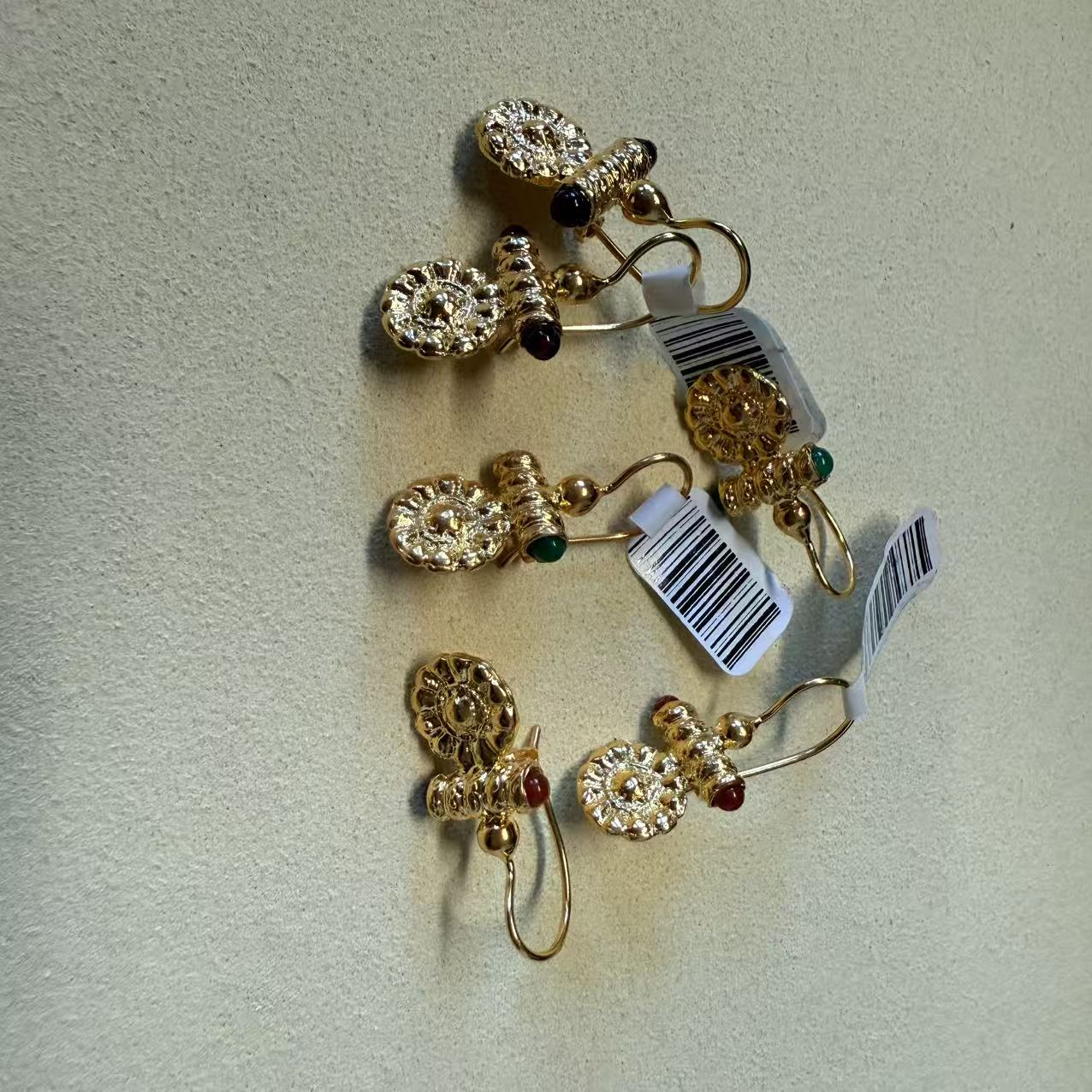 铜合金耳饰 意大利手工饰品 托斯卡纳古典镀金圆盘耳环