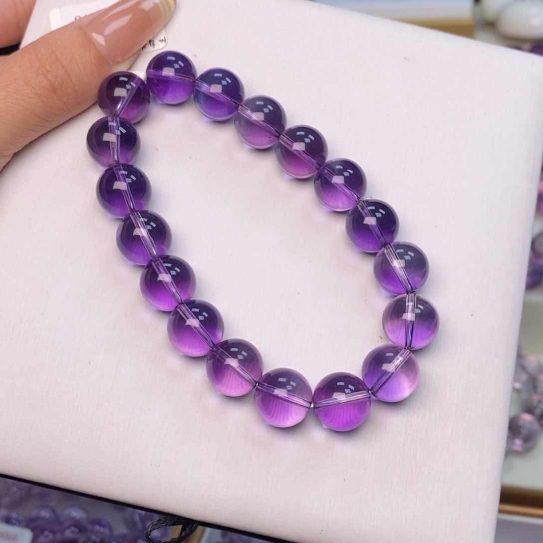 水晶手串未镶嵌全净巴紫11.6克50A51