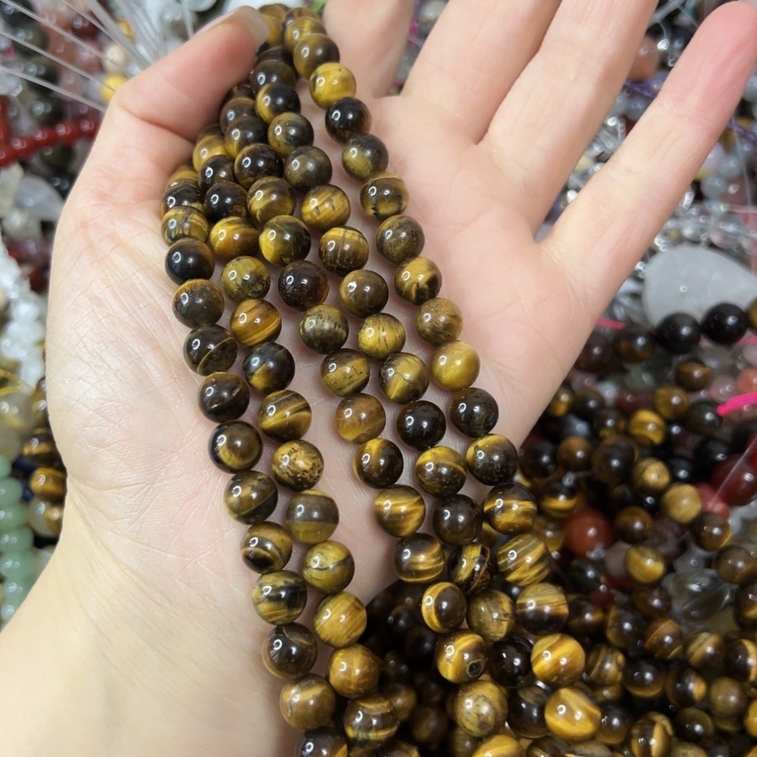 玛瑙/玉髓未镶嵌珠宝半成品，卡8黄虎眼一条