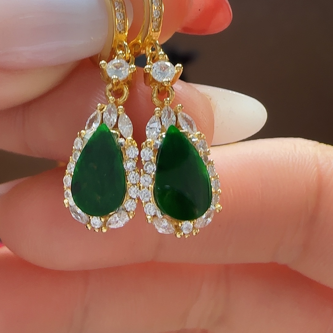 翡翠耳饰银S925镶嵌耳饰