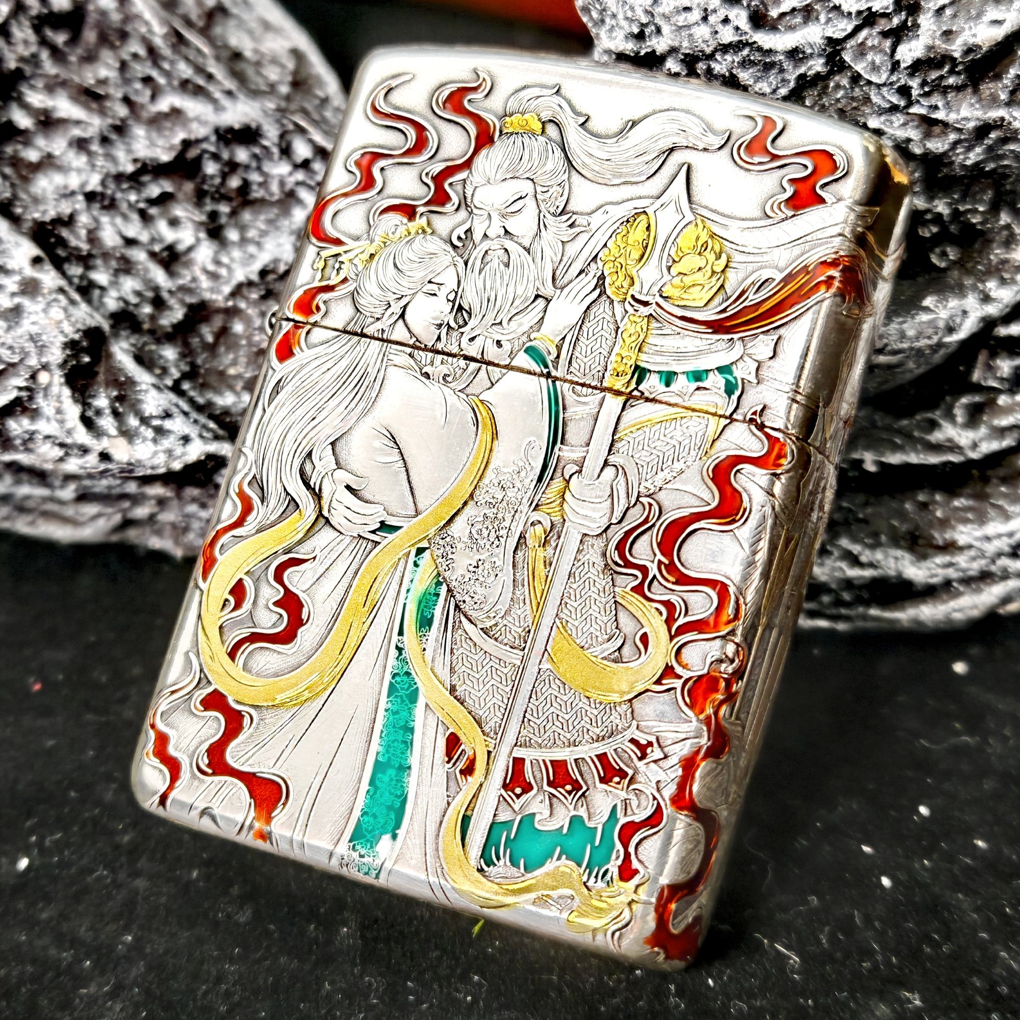 Zippo打火机正版盔甲包银鎏金霸王别姬珐琅彩 防风送男友DYJ1