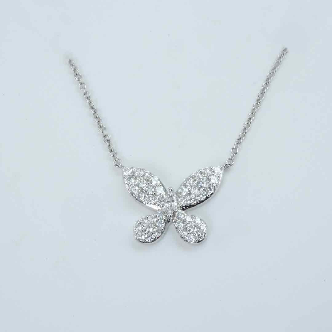 实验室培育钻石18k金培育钻项链「满镶蝴蝶」气质日常百搭套链