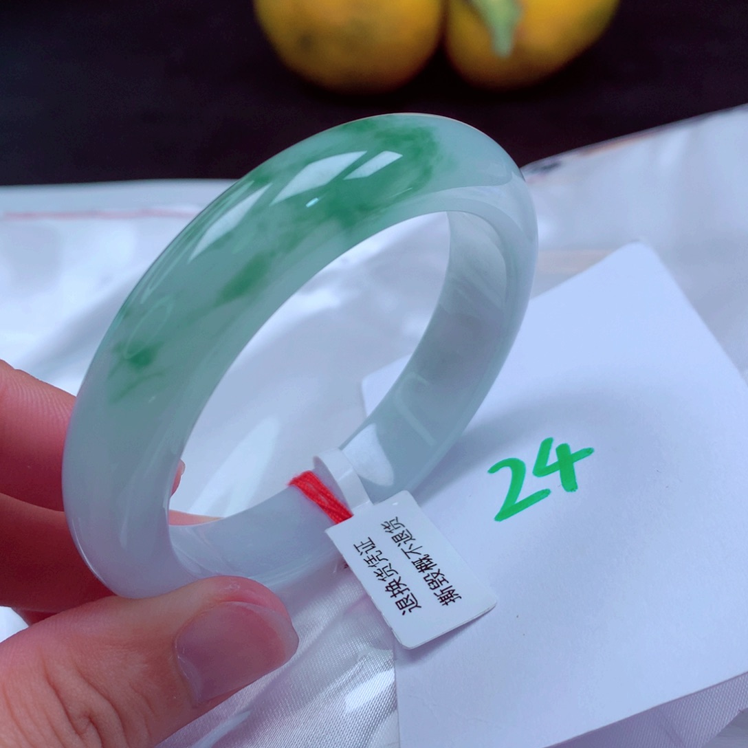 未镶嵌手镯翡翠缅甸天然A货翡翠手镯54.3