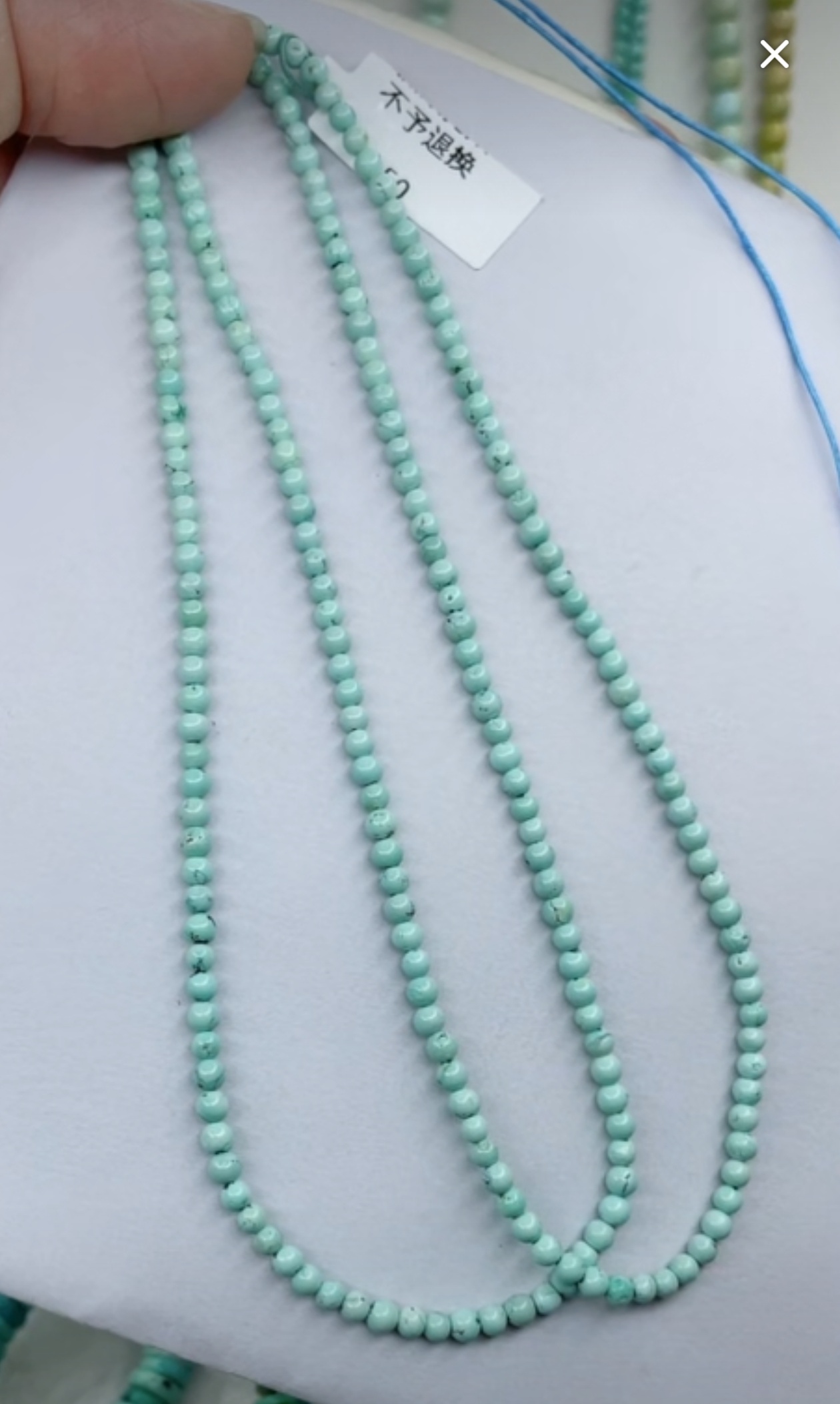 天然原矿绿松石珠链卡3+