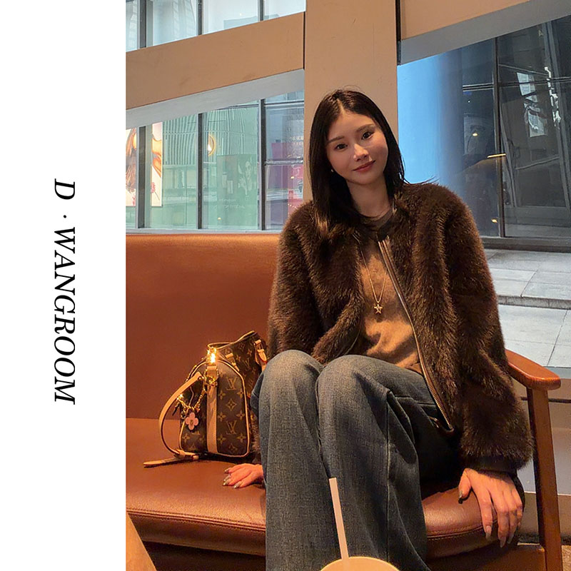 丁小晗【格蕾丝新贵】仿狐狸毛环保毛皮草ㅣ拼皮保暖短外套J1107
