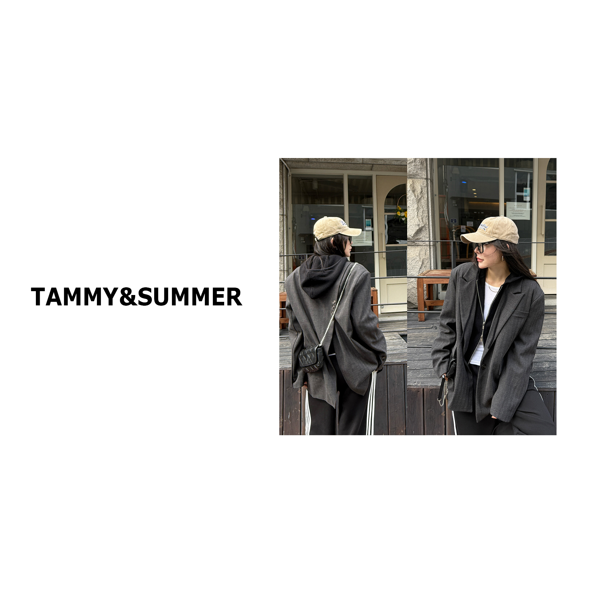 【Tammy&Summer】韩国时尚百搭灰色西服高级感V领西装外套829038