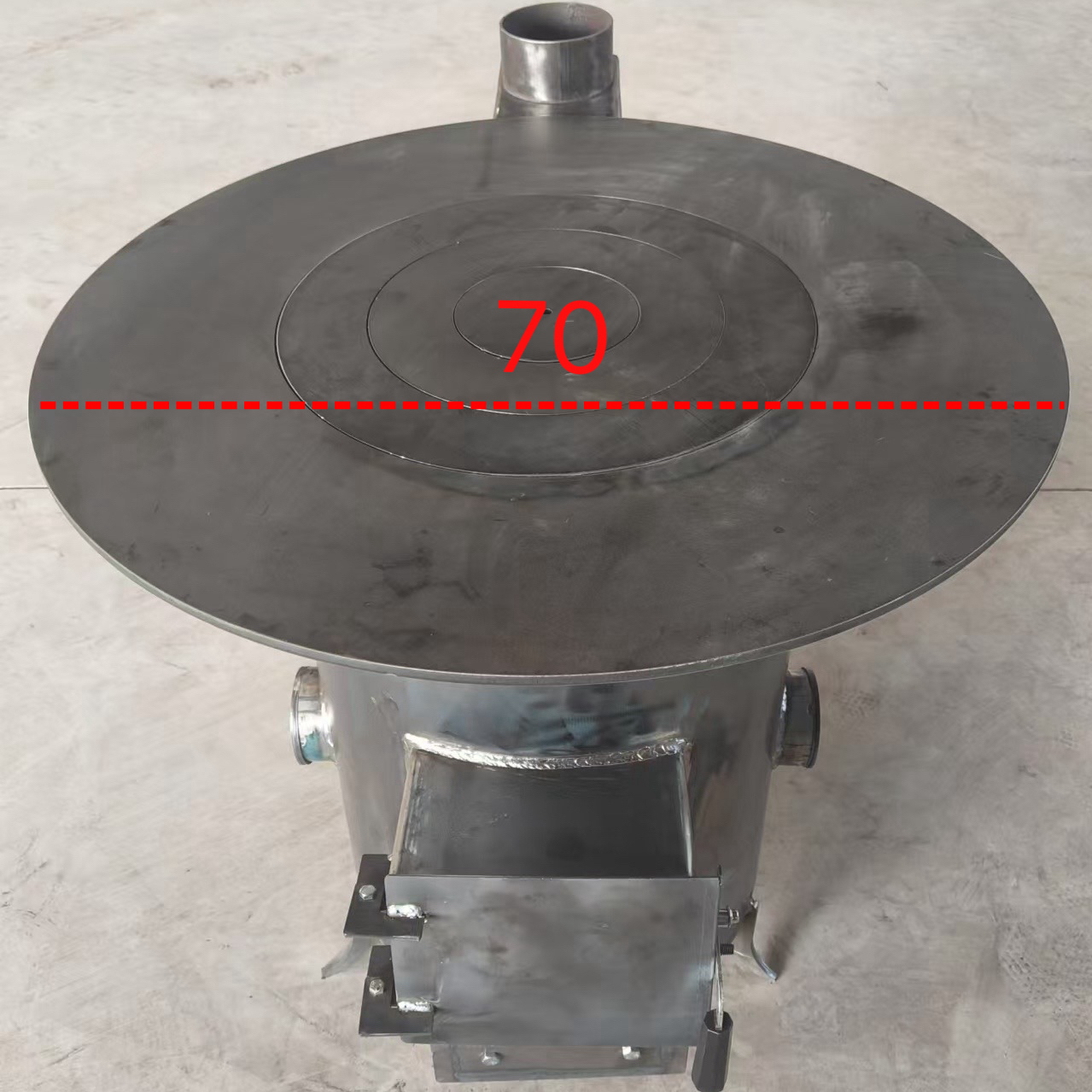 70公分圆面加重加厚无烟钢炮气化炉柴煤两用取暖做饭烤箱万向轮