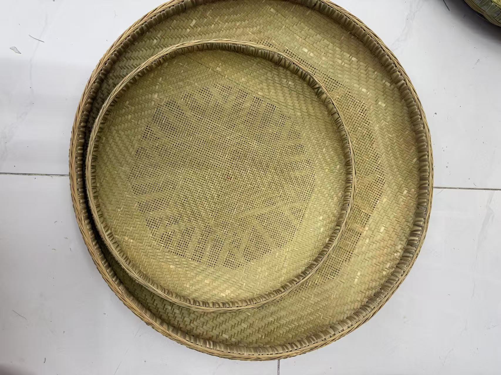 纯手工竹编无孔圆形筛子多种直径可选用于晾晒过滤全青竹筛子