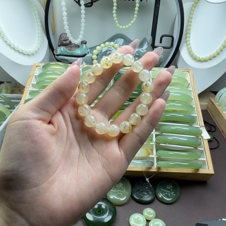 蛇纹石玉合金手链