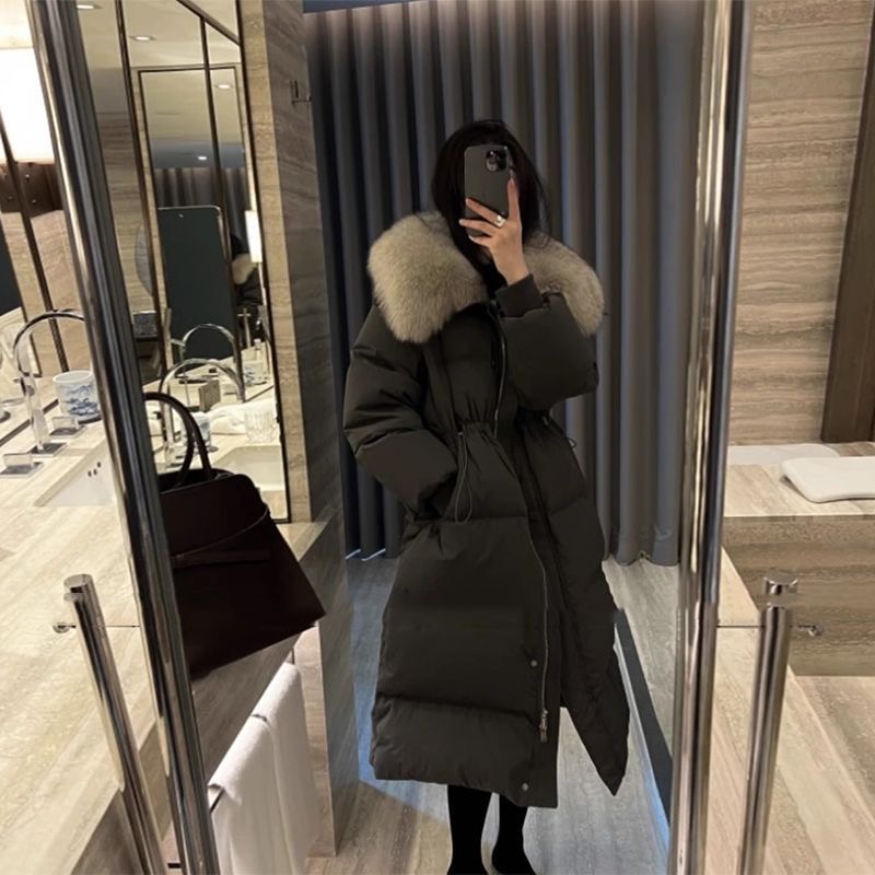 冬天不怕高质量大 狐狸毛羽绒服女中长款收款显瘦加厚外套女