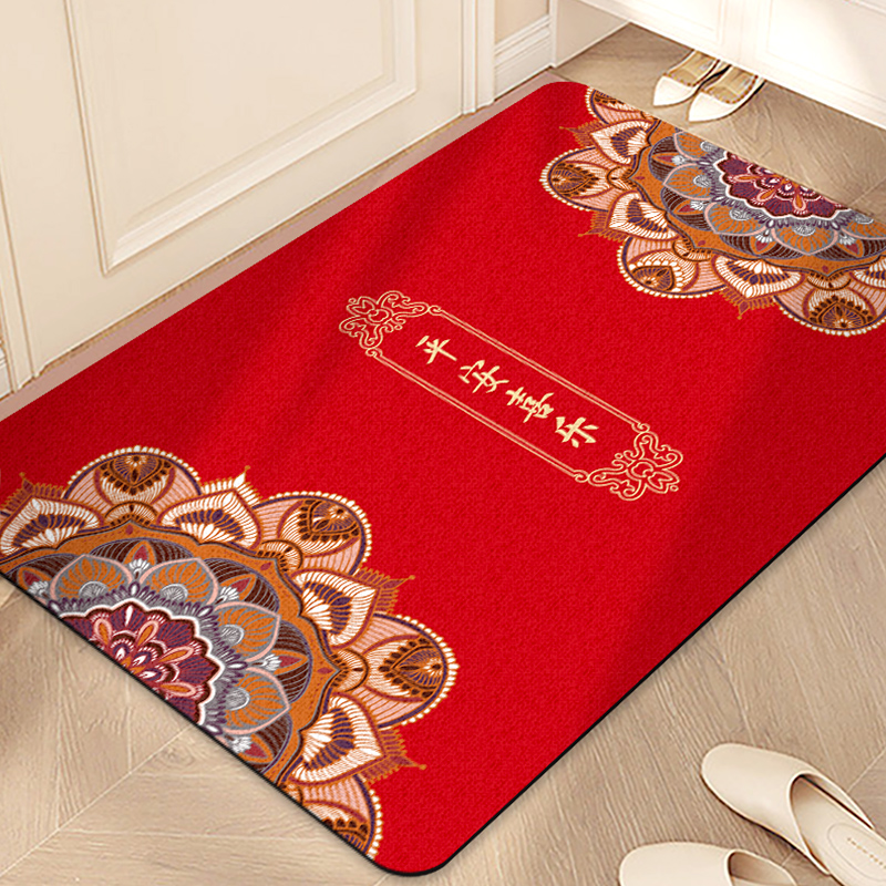 入户垫PU皮革加厚4mm橡胶底春节喜庆防滑防尘防油污玄关门口地垫