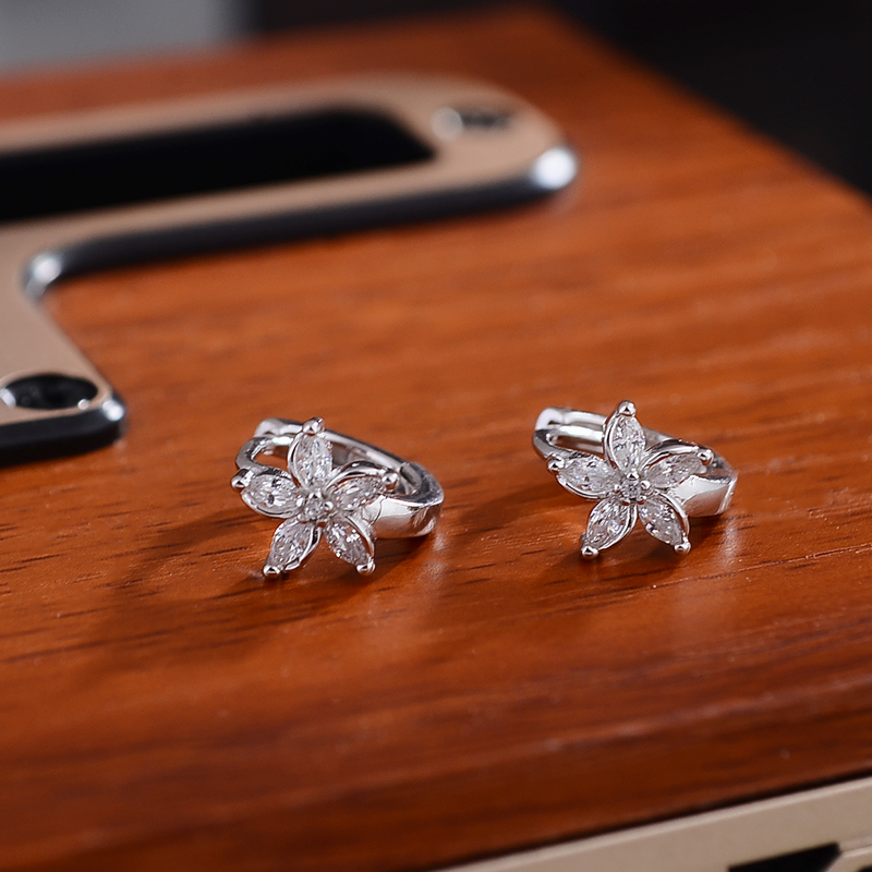 925银合成锆石耳饰 欧美少女超仙镶嵌精致925银耳扣