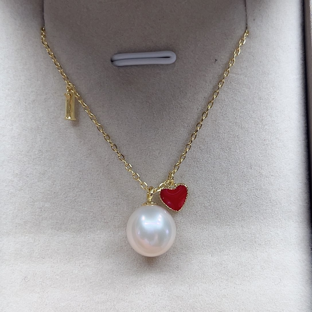 锆石合金S925银淡水珠吊坠套链9+