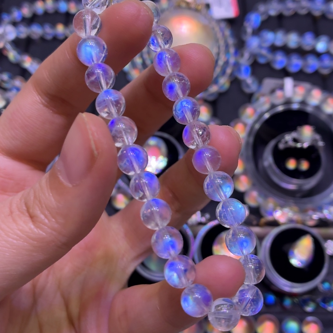 未镶嵌月光石手链印度料蓝月玻璃体7.4mm