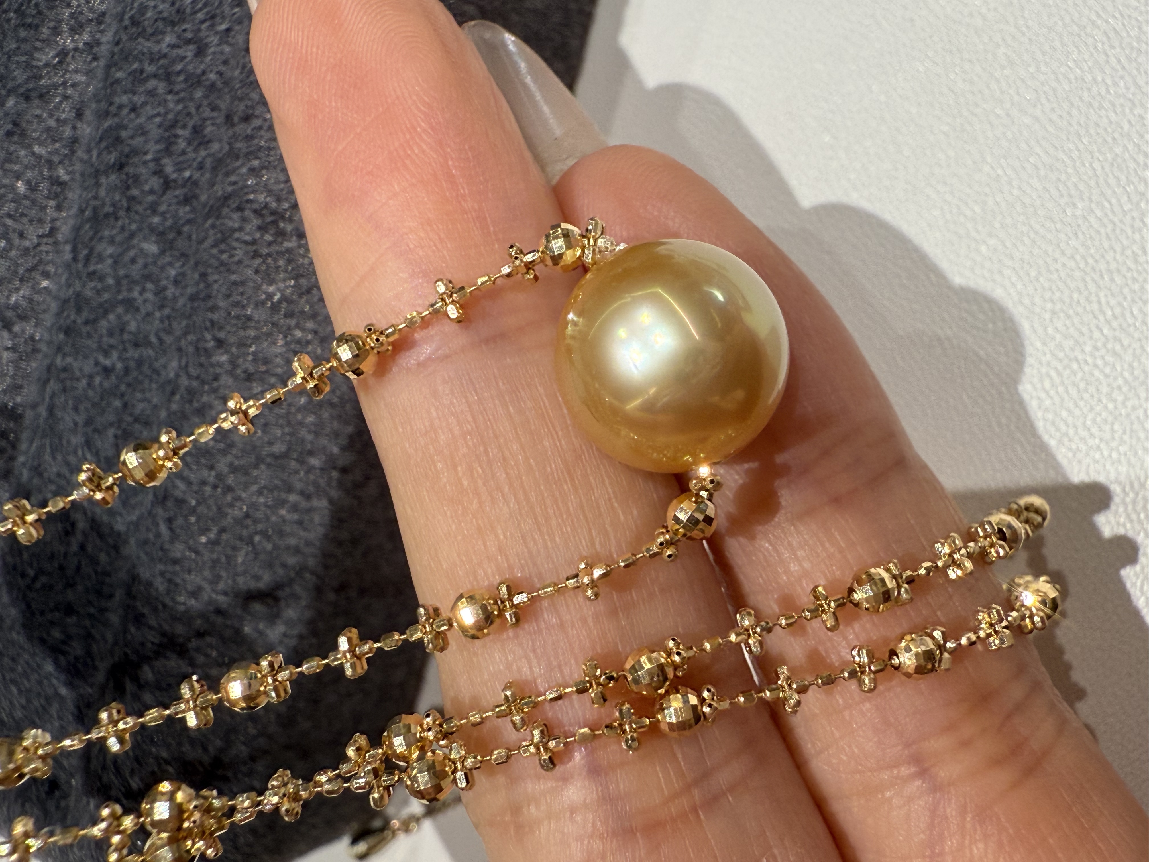 18K金南洋金珠 仙女链项链