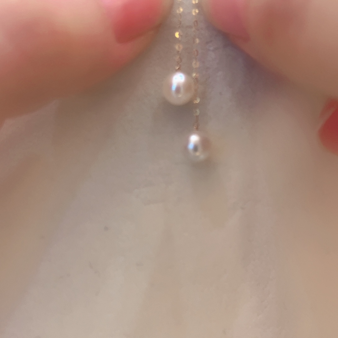 淡水珍珠耳饰18K金镶嵌