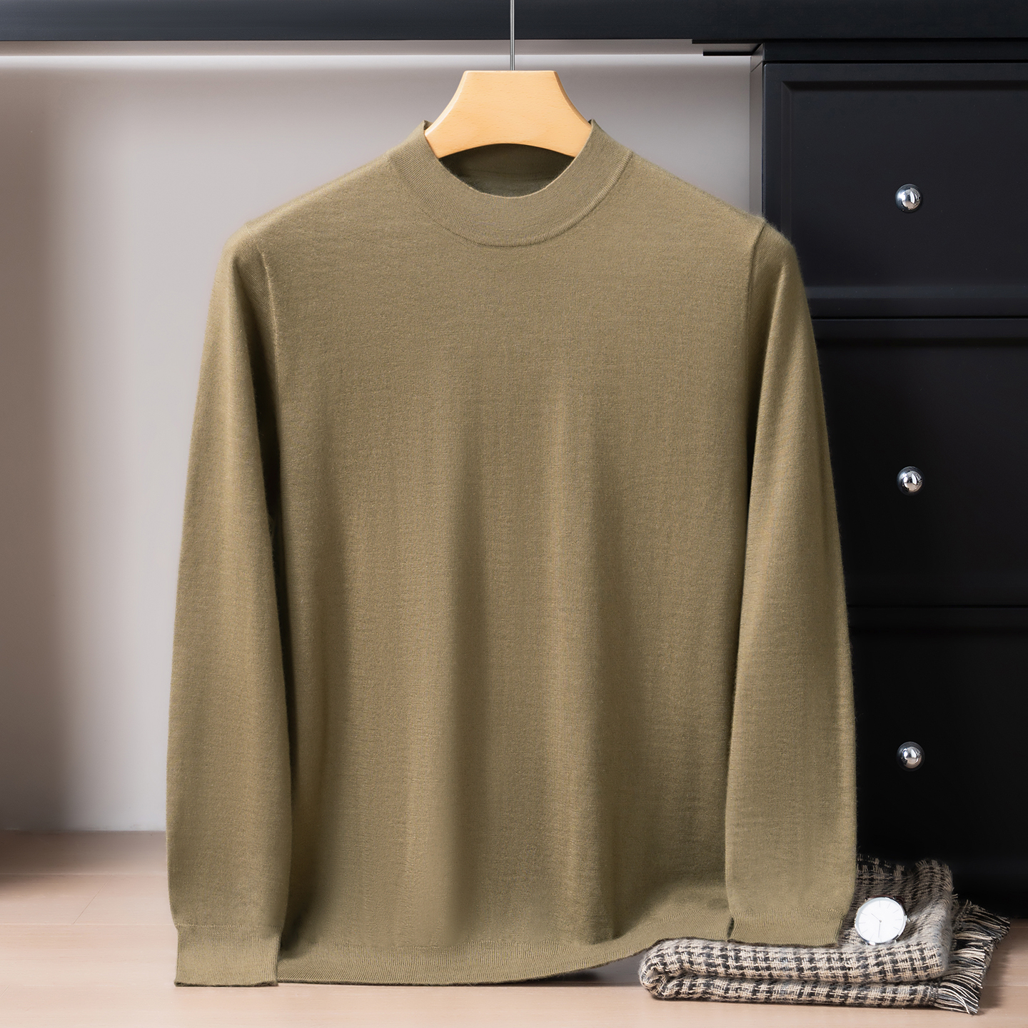 派思米羊100%纯山羊绒衫高品质精纺男士半高领羊绒衫打底衫毛衣