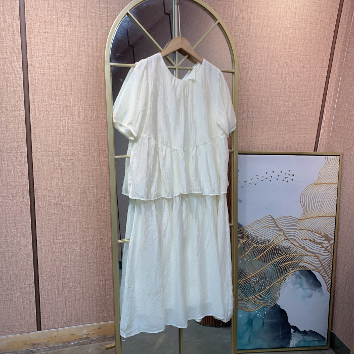 CR19孕妇杏色连衣裙M90-120 XL140 2XL150